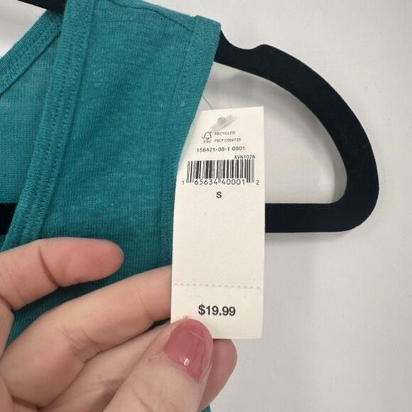 NWT Gap Tank Tops Linen Blend Turquoise & Navy Easy Comfort Medium Small - Picture 4 of 12